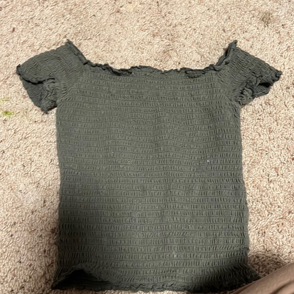 Green holister off the shoulder top
